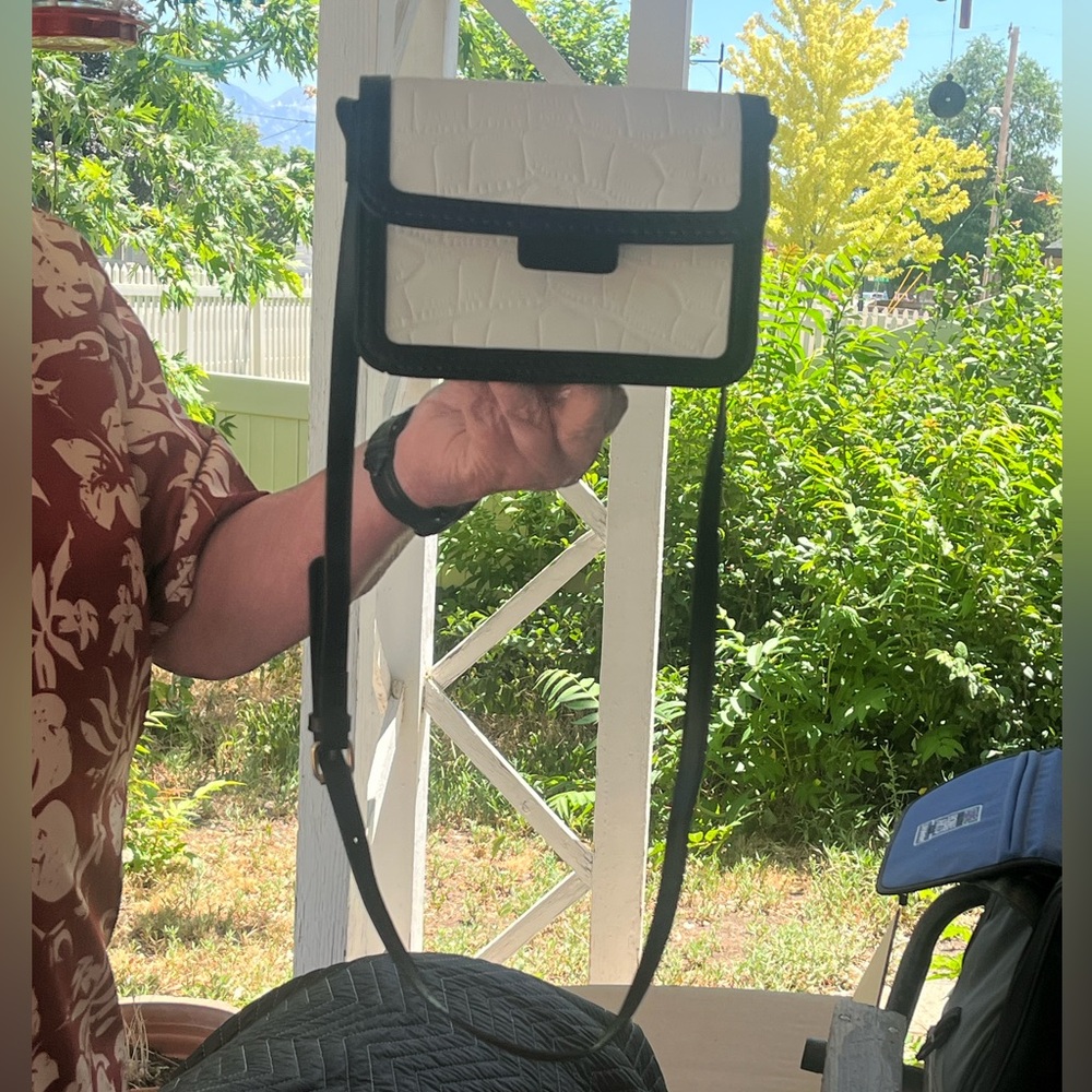 Hand Crafted Black and White Crossbody Bag
